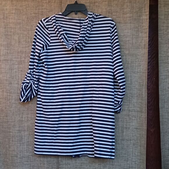Apt. 9 Navy and White Striped Swim Cover-Up Robe Loungewear - Picture 3 of 3